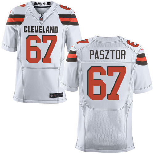 Men's Elite Austin Pasztor Nike Jersey White Road - #67 NFL Cleveland Browns